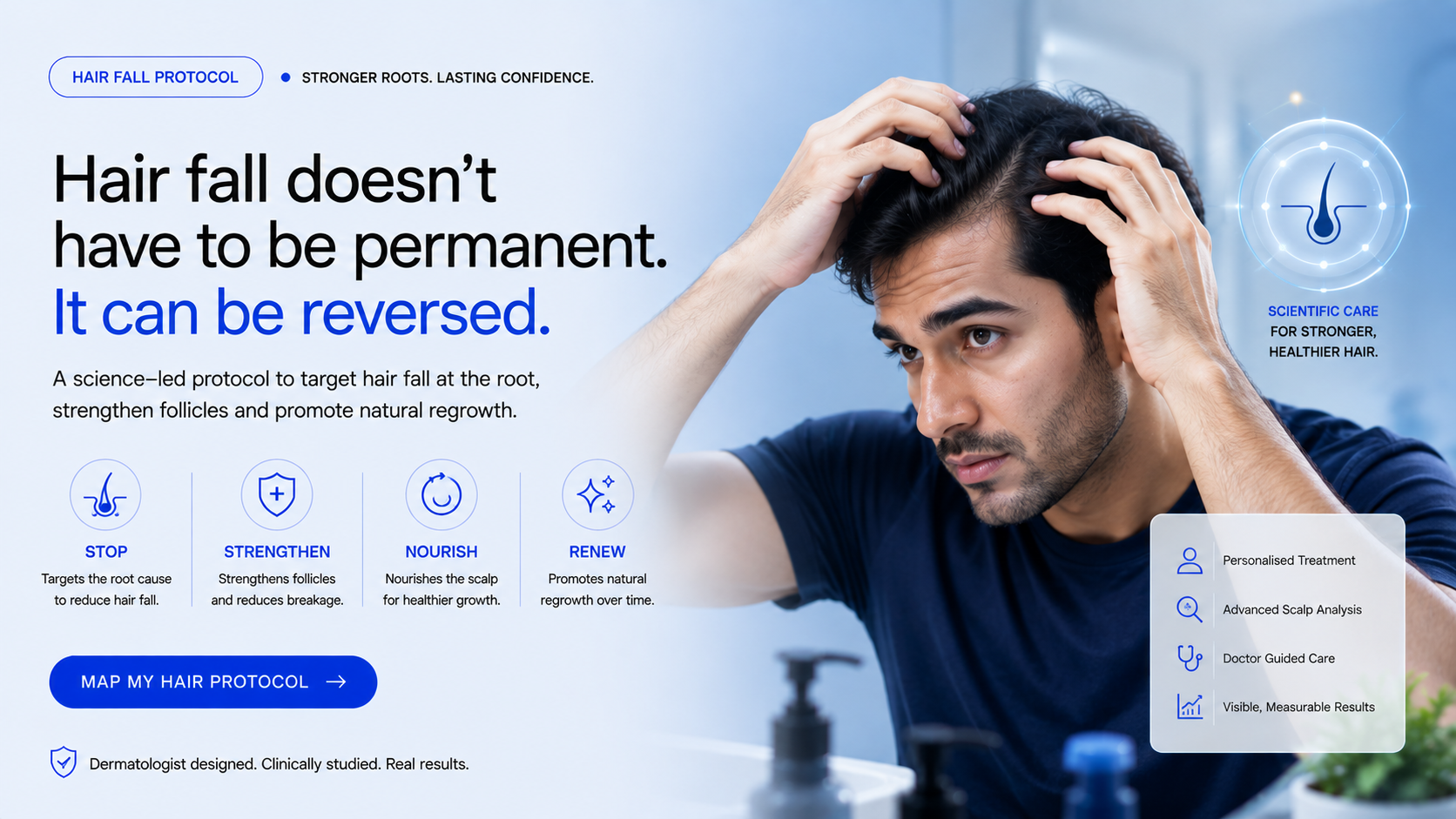 Hair fall protocol — target hair fall at the root, strengthen follicles and promote regrowth